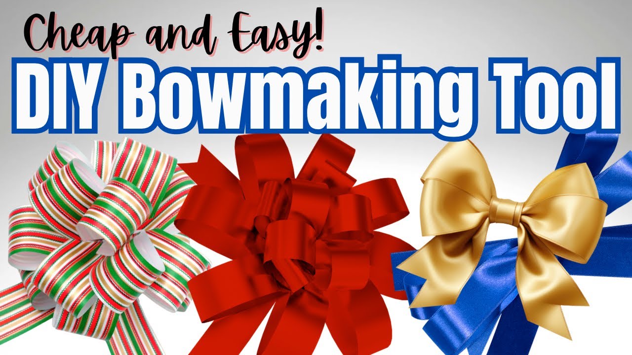 Ackitry Extended Bow Maker for Ribbon for Wreaths, Wooden Ribbon Bow Maker  with Twist Ties and Instructions for Creating Gift Bows, Hair Bows