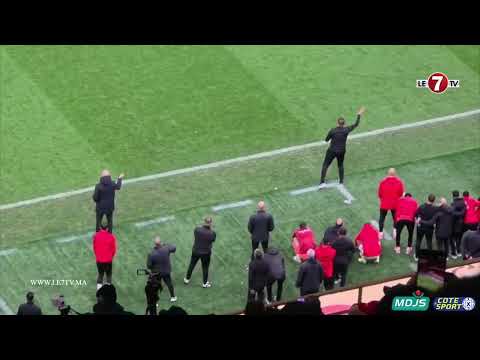 ردة فعل وليد الركراكي ودكة احتياط المنتخب المغربي بعد إهدار ضربة الجزاء في آخر دقائق المباراة