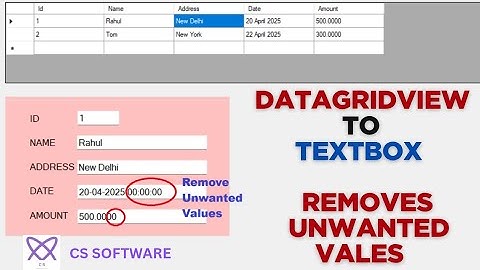 Display selected Row from Datagridview to Textbox in C# Windows Form