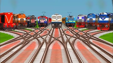 9 💥 High Speed Train Crossing By Bumpy Branched Railroad Tracks | gameing video | train simulator 