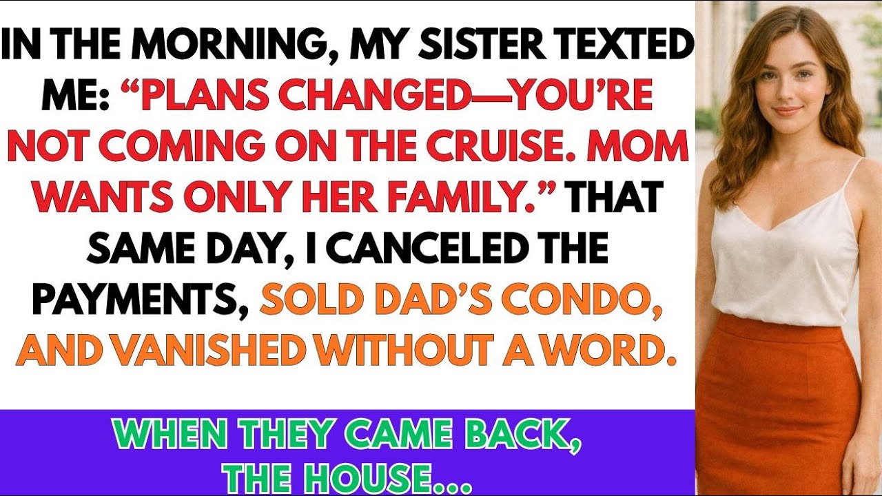 Моя сестра написала: «Ты не поедешь в круиз — моей маме нужна только семья». Когда они вернулись, я…