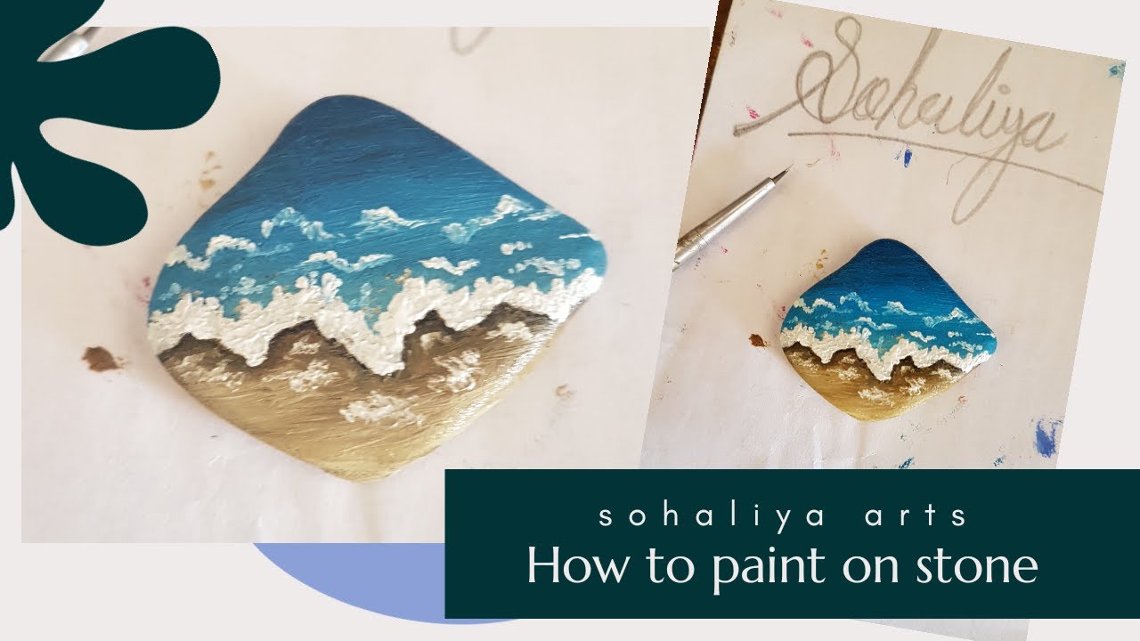 How to paint stone 014 / Beach stone painting step by step YouTube
