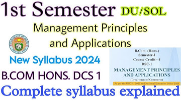 Management Principles and Applications Semester 1 Bcom hons syllabus 2024-25 | DU/SOL Bcom hons 2024