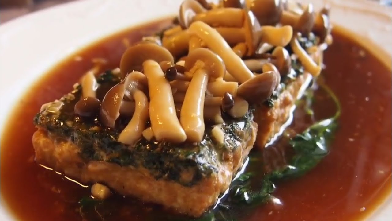 How to make Restaurant style Chinese Spinach Tofu w/ Mushrooms  Chinese Tofu Recipe