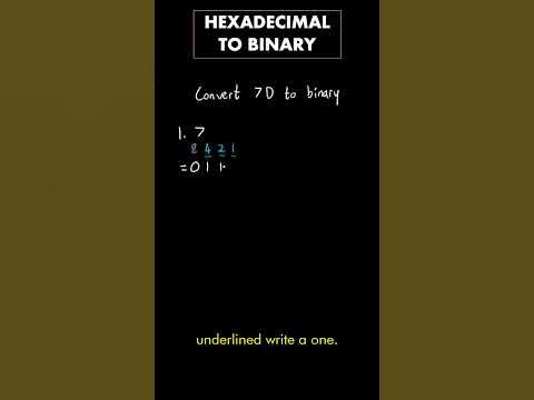 Quick hexadecimal to binary conversion method - YouTube