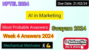 AI in Marketing | Week 4 Quiz | Assignment 4 Solution | NPTEL | SWAYAM 2024