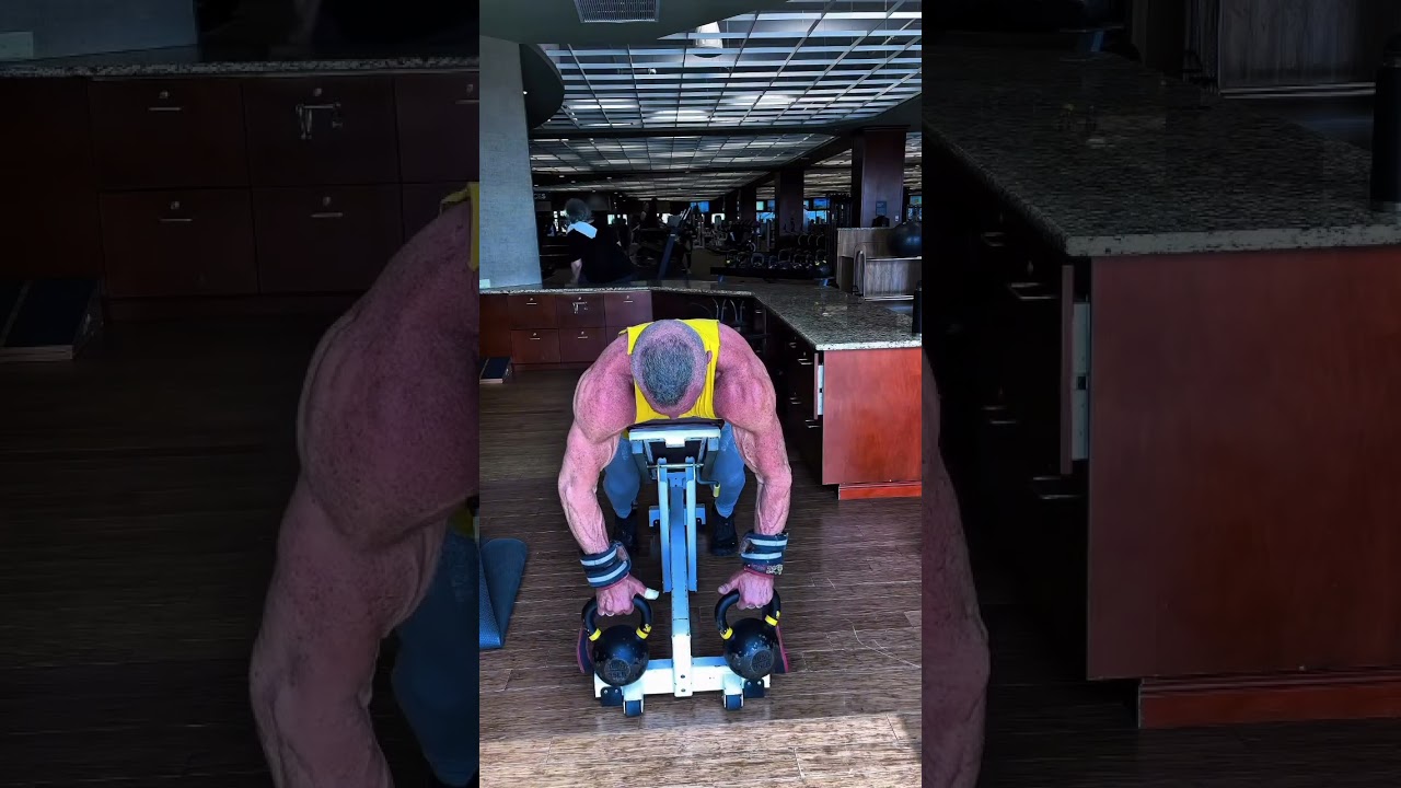 For a very safe effective way to work your back thickness, try these kettlebell rows on an incline