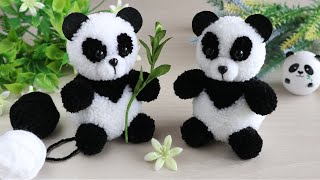 картинка: 🐼💕Милая ПАНДА из пряжи БЕЗ ВЯЗАНИЯ! 🐼 Pom Pom Panda DIY
