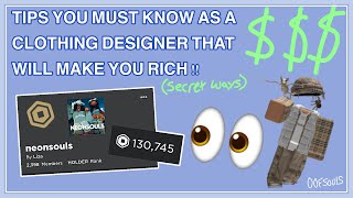 10 Tips you MUST know as a ROBLOX CLOTHING DESIGNER 🔥 || HOW TO EARN PROFIT AND GROW || 00FSouls