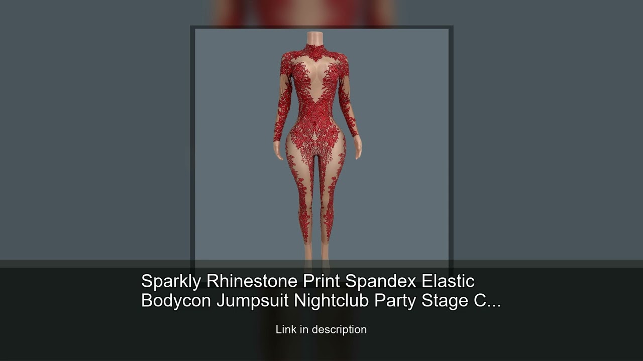 Sparkly Rhinestone Print Spandex Elastic Bodycon Jumpsuit Nightclub Party Stage Club Show Costu