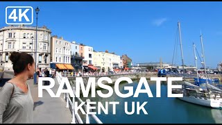 Ramsgate Royal Harbour Marina and Ramsgate Main Sands  | 4K Walking Tour | No Talking