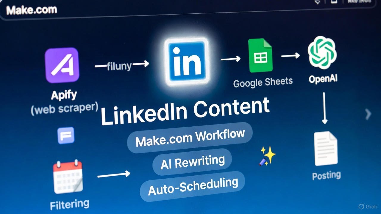 Make.com LinkedIn automation workflow screenshot