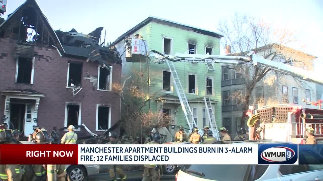 Fire destroys Manchester apartment buildings - YouTube