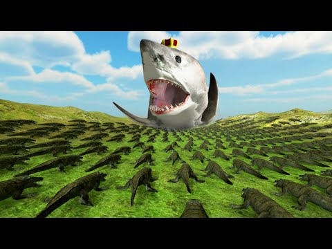 mega-megalodon-vs-200-crocodiles---beast-battle-simulator-gameplay-|-pungence