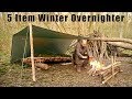 5 Item Winter Overnighter - Moss Raised Bed, Tarp Shelter