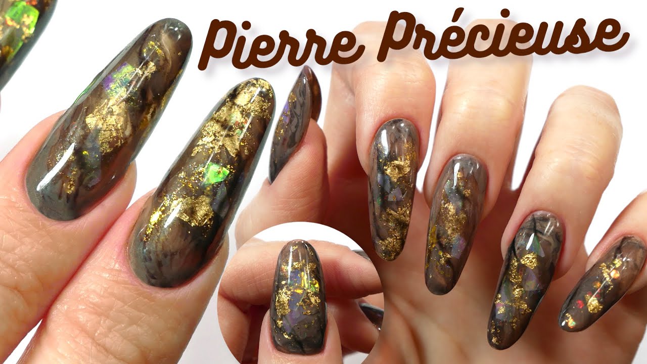 Extension chablon avec INCRUSTATION + 2 techniques de MARBRÉ : Nail Art Pierre Précieuse 💎