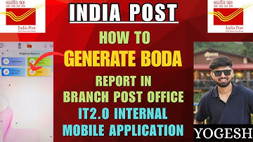 How to Generate Boda Report in It2.0 Branch Post Office Internal Mobile App (APT2.0) #indiapost