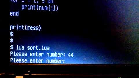 Lua program sorting numbers.