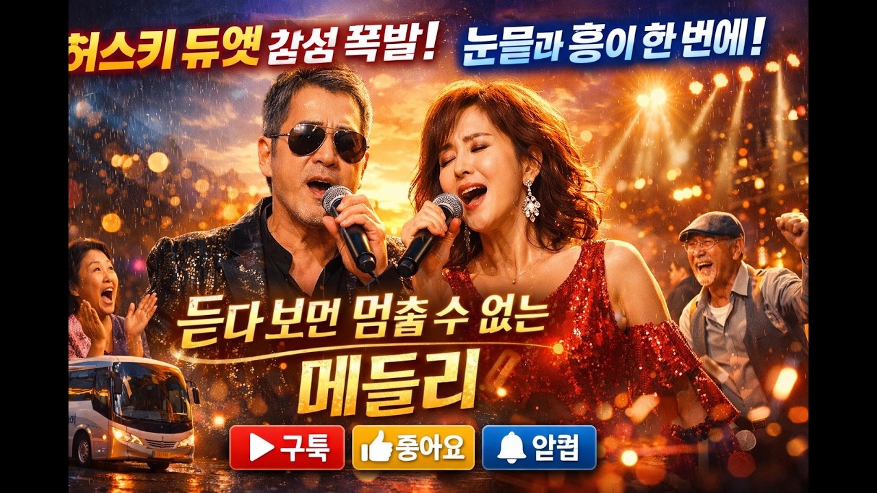 허스키 남녀 듀엣 트로트 메들리 🎤 감성부터 흥까지 한 번에!눈물샘 자극 + 관광버스 흥폭발 트로트 모음세월을 노래하는 허스키 듀엣 1시간 연속 재생