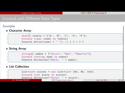 Object-Oriented programming (C#) Lecture 02 arrays part02