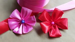 DIY | How to Make Satin Ribbon Flowers Easy | Tutorial Membuat Bunga Dari Pita Satin Yang Mudah #1