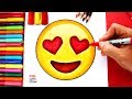 Cómo Dibujar Emoji Ojos de Corazón (Emoticono Enamorado)