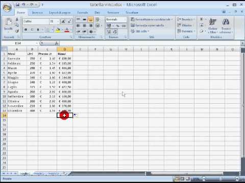 Excel Base - Lezione n°3 : Inserimento di formule nelle tabelle