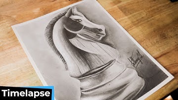 Drawing a Detailed Chess Knight: Timelapse Art