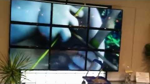 Raspberry Pi Wall with 9 screens.