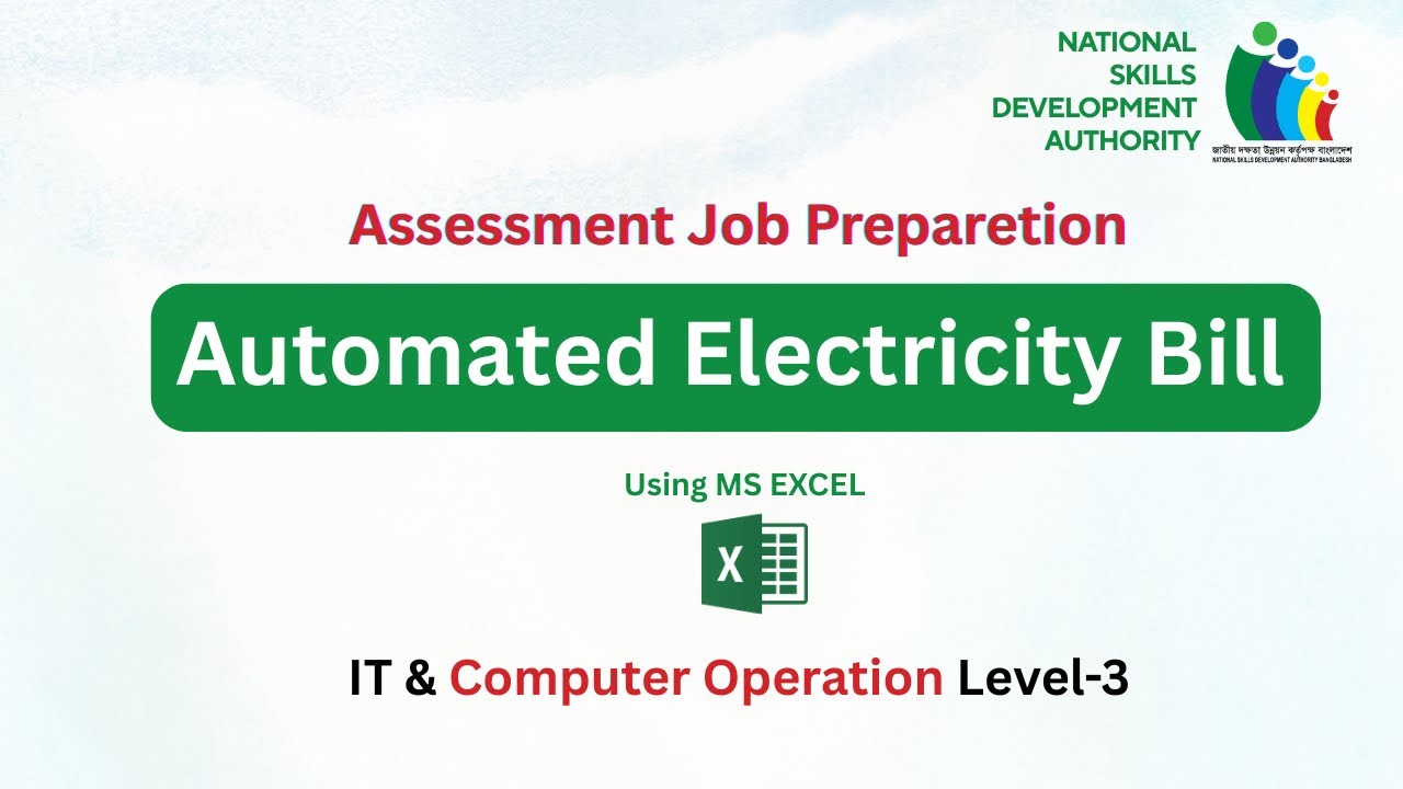 Excel Electricity Bill for IT Support & Computer Operation Level-3 | NSDA BTEB Assessment Tool