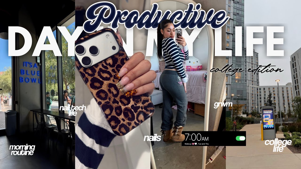 A Day in the Life of a College Student ♡ Nail Tech & Content Creator ...