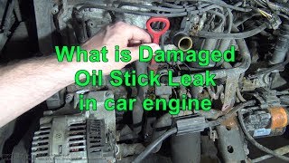 What is Damaged Oil Dipstick Leak in car engine ?