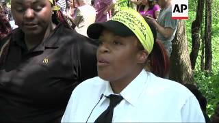 Protesters were arrested after crossing a barricade outside McDonald's headquarters on Wednesday, as