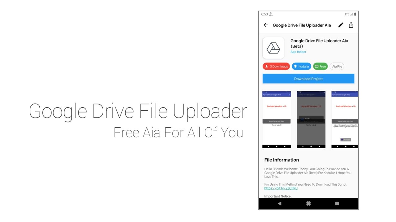 Google Drive File Uploader Aia For Kodular - YouTube