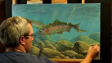 🎣OIL PAINTING TIMELAPSE | “Caddis Cruisers" | TROUT FISHING | (2019)🖌️