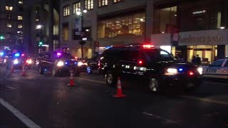NYPD & United States Secret Service Escorting A Motorcade With Lots Of Siren Action In Manhattan