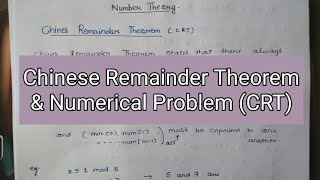 Chinese Remainder Theorem | Complete concept & Numerical problem|