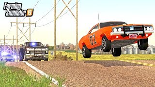 DUKES OF HAZARD! RUNNING FROM COPS WITH THE GENERAL LEE (ROLEPLAY) | FARMING SIMULATOR 2019