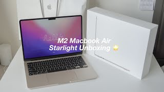 M2 Macbook Air Starlight Unboxing 💫👩🏻‍💻