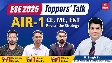 UPSC ESE 2025 AIR-1 Strategy REVEALED | CE, ME & E&T Toppers’ Talk | Engineering Services Result!