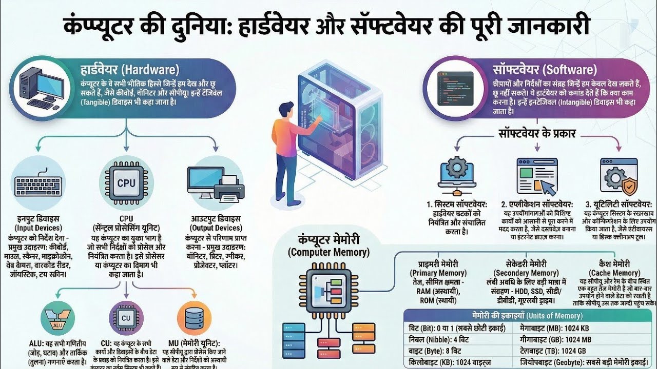 हार्डवेयर और सॉफ्टवेयर Computer Revision Class 2 || Input and output ...
