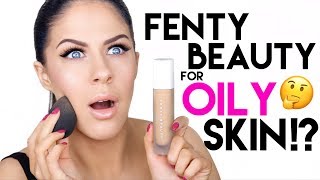 FENTY BEAUTY PRIMER, FOUNDATION & POWDER FOR OILY SKIN!!?? HONEST AF REVIEW & WEAR TEST!!!!