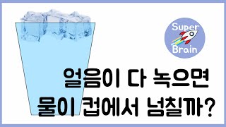 유체역학 032 부력 예제문제 얼음물은 넘치겠는가? 얼음이 녹으면 물의 높이는 어떻게 될까?