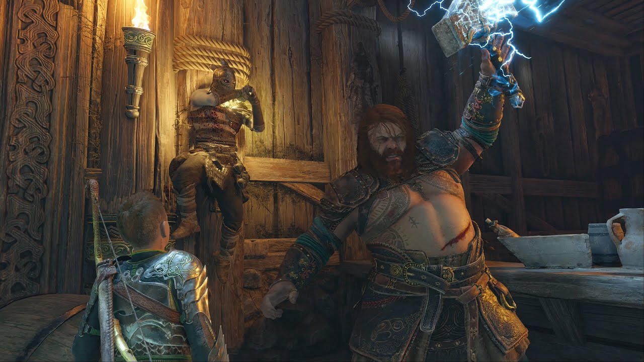 BAR FIGHT! Thor, Atreus, & Thrud Go Crazy in GOD OF WAR RAGNAROK [4K