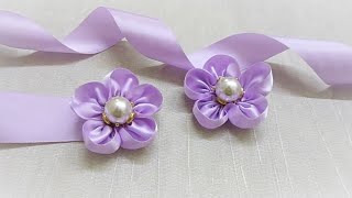 DIY Ribbon Flowers - How to Make Ribbon Plum Blossoms - Amazing Trick to Make Ribbon Plum Flowers