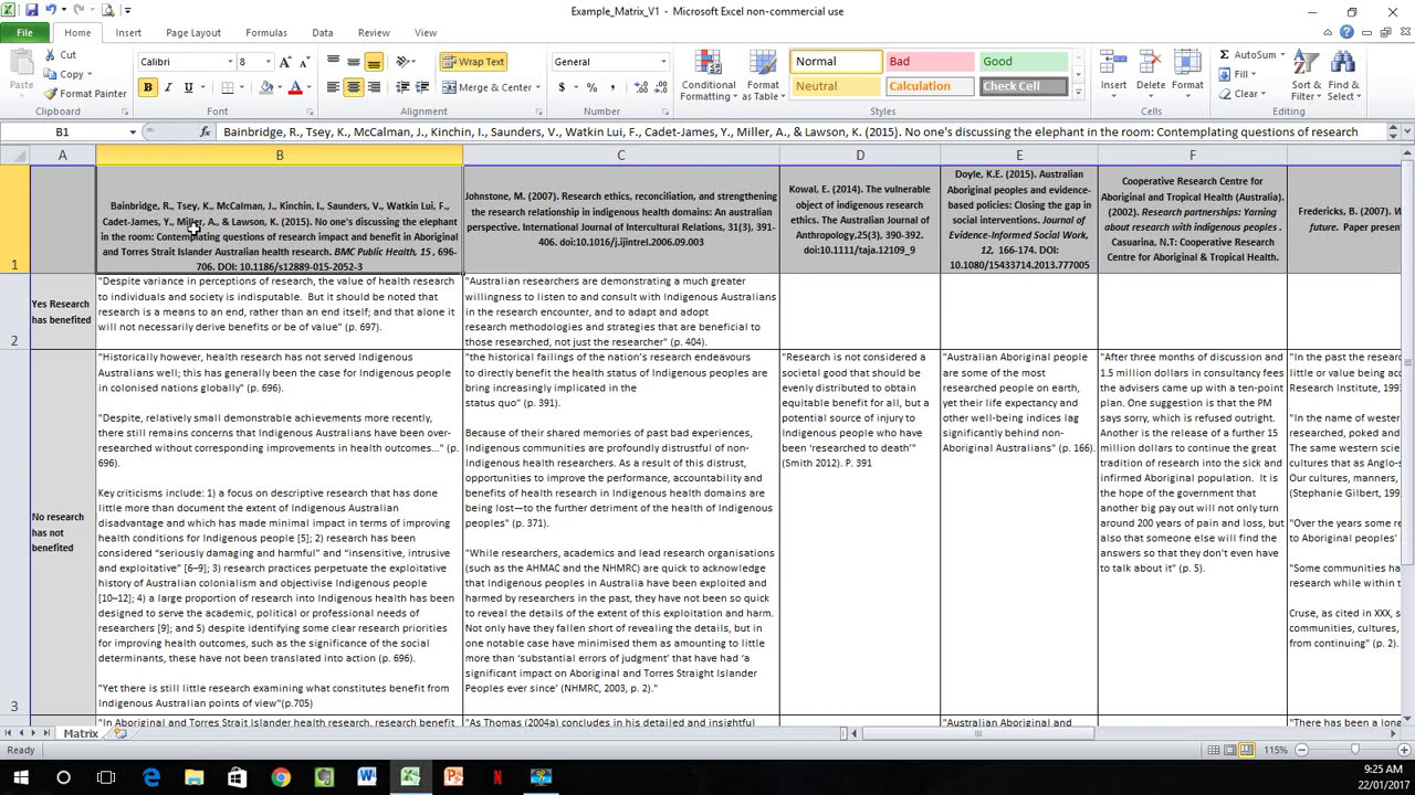 spreadsheet literature review matrix excel template