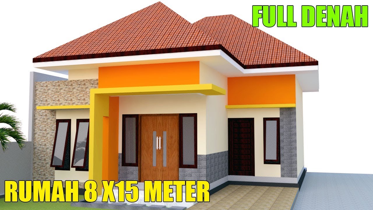 Desain Rumah Modern Minimalis 1 Lantai 8 X15m 3 Kamar Tidur Full