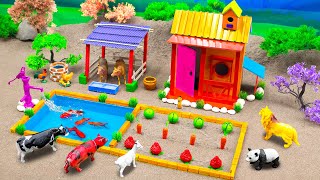 Top 1 DIY tractor Farm Diorama with house for cow, pig, fish pond | how to plant a carrots field