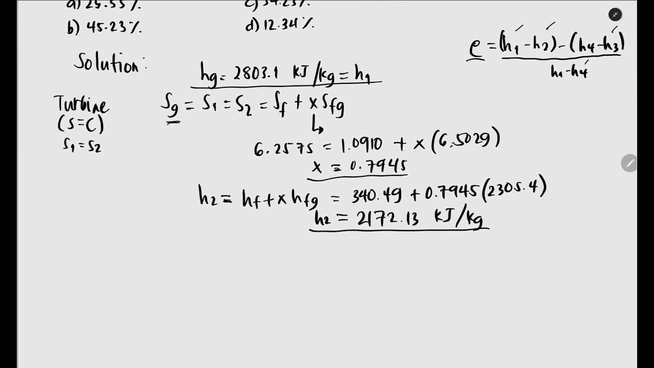 RANKINE CYCLE THERMAL EFFICIENCY CALCULATION USING SPECIFIC ENTHALPIES