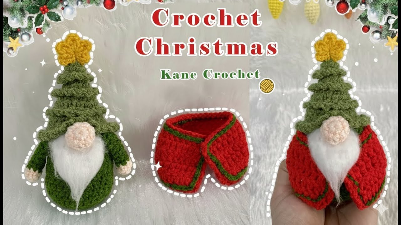 Crochet Christmas Tree Hat Gnome Tutorial 🎄 GNOME Decoration 🎅